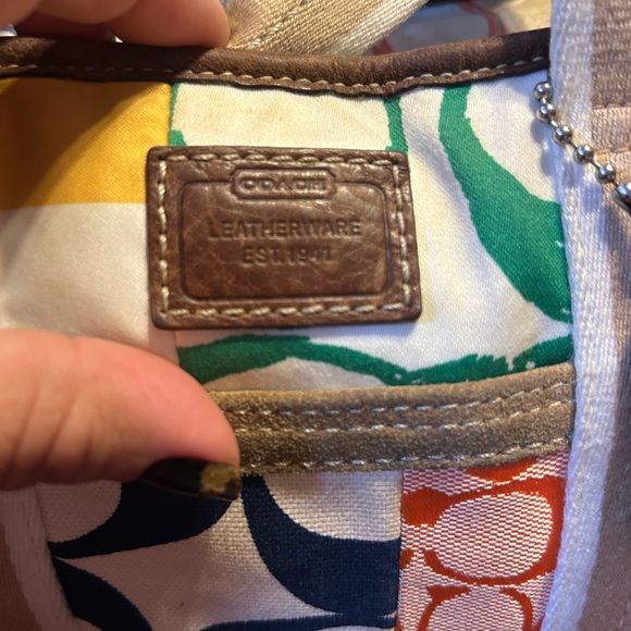 Gorgeous Vintage COACH 10454 Patchwork Handbag Multicolor Canvas & Leather Y2K - Picture 4 of 13